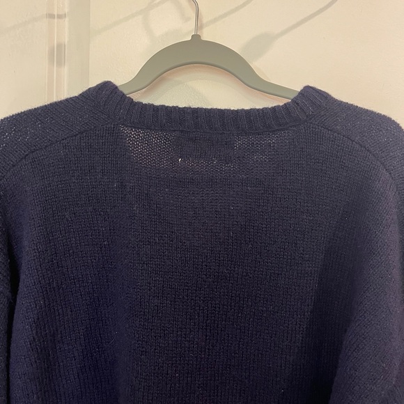 100% Shetland Wool THE MOORS Sweater by Lord Jeff Vintage 80’s Sz L Navy Blue - Picture 11 of 14
